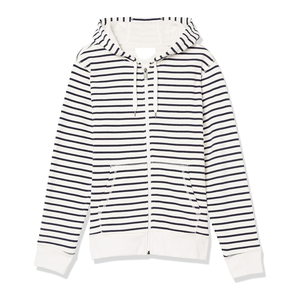 Sudadera con capucha de punto a rayas náuticas para hombre, con cremallera completa y cordón ajustable, para otoño. - Product Image 1