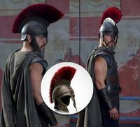 Réplica del Casco Espartano de Odiseo |   Casco de Guerrero Griego de Acero Calibre 18, con Cresta Roja