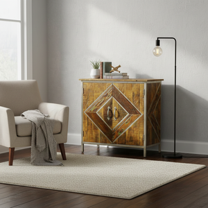 Vintage Reclaimed Wood Cabinet Industrial Metal Frame Handcrafted <b>Rustic</b> Durable Storage <b>Sideboard</b> Eco Friendly Living Room - Product Image 2