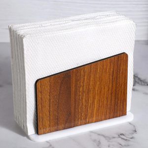 Wooden Tissue Box Napkin Holder Rack Brown Finished Handcrafted Decorative <b>Paper</b> Storage <b>Organizer</b> for Hotel Restaurant Home - Product Image 1