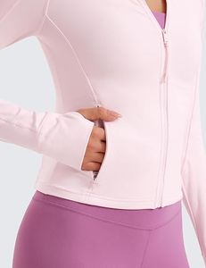 Chaqueta de Yoga para Mujer INDEX, Color Rosa Claro, Media Cremallera, Manga Larga, Transpirable, Spandex, Poliéster, Color Sólido, Corte Ajustado, para Todas las Temporadas - Product Image 1