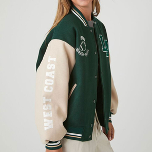Chaqueta de Lana Corta para Mujer, Estilo Letterman, Tallas Grandes, Cuello Alto, Relleno de Algodón Transpirable para Invierno, Superventas - Product Image 2