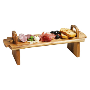 Plateau de service en bois d'acacia Support de service de stockage plat durable et polyvalent pliable et facile à utiliser - Product Image 2