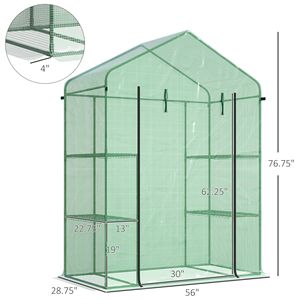 56 \ "X 29 \" X 77 \ "serra giardino Walk-In con 3 ripiani ripiani avvolgi porta e copertura In PE colore verde - Product Image 5