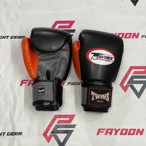 Guantes de Boxeo Personalizados con Logotipo, Profesionales, para Muay Thai, Negros y Grises, OEM ODM, Diseño Personalizado, Cuero Vacuno Genuino - Product Image 1