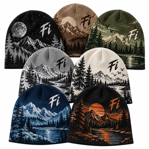 Unisex High Quality Custom Logo Knitted Beanie Hats Men Women Outdoor Landscape Graphic Winter Skull Cap Supplier Wholesale Y2K - Product Image 1