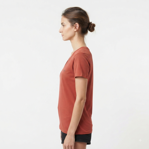 Camiseta de Cuello en V para Mujer, Manga Corta, Color Sólido, Algodón, Informal, Transpirable, Corte Regular, para Primavera y Verano - Product Image 2