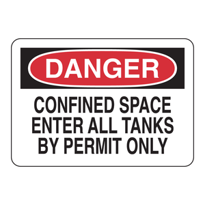 Panneau d'autorisation Brady DANGER pour espaces confinés, 7x10 po, en PVC réfléchissant, pour réservoirs et zones industrielles - Product Image 1