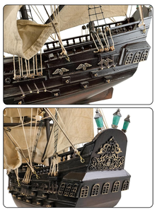 Bateau pirate en bois artisanal, pièce maîtresse nautique, décoration de table pour salon, bureau, étagère et maison - Product Image 4