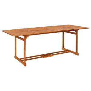 Table à manger en bois d'acacia massif avec finition huilée, table d'extérieur en bois naturel - Product Image 1