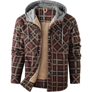 <b>Mens</b> Workwear <b>Flannel</b> Shirt <b>Jacket</b> with Hoodie Durable Heavyweight Plaid <b>Flannel</b> Shirts Bulk Wholesale Direct Rate - Product Image 4