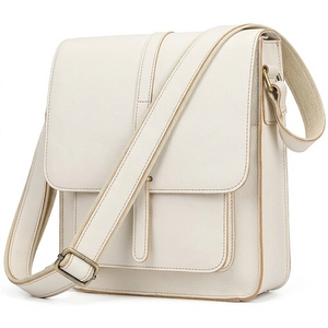 Custom Men's Crazy Horse <b>Leather</b> <b>Messenger</b> <b>Bag</b> Crossbody Shoulder Satchel with Buckle Waterproof Solid Color - Product Image 2