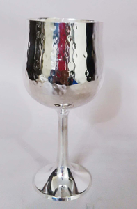 Coupe à vin en laiton argenté martelé avec pied, élégante pour le champagne, accessoires de bar en métal - Product Image 4