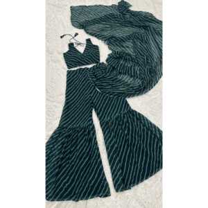 Sari Sharara élégant pour soirée, imprimé Leheriya magnifique - Product Image 2