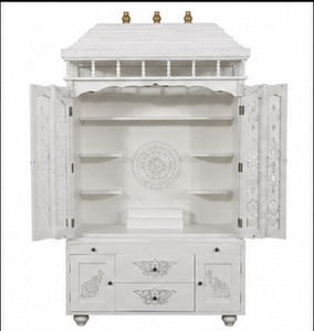 Atractivo Templo Tallado a Mano para Villas de Lujo, Mandir Moderno de Madera de Teca Blanca en Venta, Mandir Pooja Hecho a Mano para el Hogar - Product Image 2