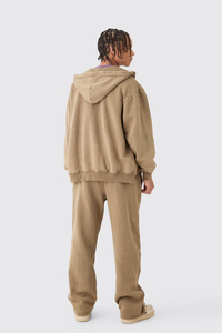 Nouveau sweat à capuche pour homme avec logo personnalisé, coupe oversize, épaules tombantes, col cheminée, sans cordon, fermeture éclair, polaire hiver, délavage acide, 100% coton, streetwear - Product Image 3