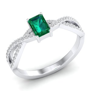 Anillos de compromiso de oro macizo de 14k con moissanita VVS de REYES a precio mayorista para mujer, corte esmeralda, anillo con piedra preciosa de 0.5 quilates - Product Image 2