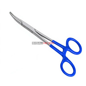 Pinzas Hemostáticas Manuales de Primera Calidad, Tipo Mosquito, 5 Pulgadas, Curvas, con Mangos Recubiertos de PVC Azul, Acero Inoxidable Alemán, Quirúrgicas, Dentales, CE - Product Image 2