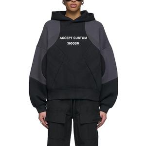 Venta al por mayor 100% algodón hombres pulóver con capucha alta calidad hombro caído de gran tamaño Casual estilo liso sin cuerda bolsillo de punto - Product Image 1