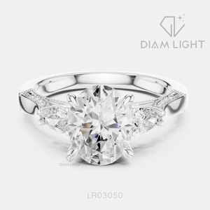 Bague de fiançailles en or blanc 14 carats avec diamant de laboratoire de 1,77 carat, coupe ovale, bague de mariée, certifiée IGI, bijoux fins, cadeau pour femme - Product Image 1