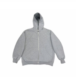 Sudaderas de color sólido para hombre con logotipo personalizado y cremallera con pedrería completa. - Product Image 5