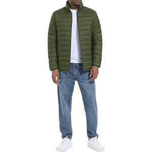 <b>Mens</b> Vintage Hooded Winter Puffer <b>Jacket</b> Lightweight Breathable Denim Windproof Water Repellent Shell Elastic Hem Cuffs Factory - Product Image 2