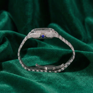 Reloj Cuadrado Automático de Lujo con Moissanita y Diamantes, Esfera Romana, Acero Inoxidable, Zafiro, Resistente al Agua - Product Image 4