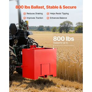 Boîte de ballast pour tracteur, catégorie 1 à 3 points, capacité 800 lb, en acier robuste avec récepteur de attelage de 2 pouces, 5 pieds - Product Image 4
