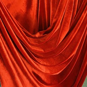 Tela de Terciopelo Naranja 100% Poliéster, Tejido de Peso Medio, Suave al Tacto, Teñido Liso, Resistente a las Arrugas, Material para Vestidos, Ropa y Bodas - Product Image 4