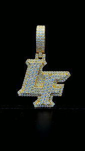 Personalizado doble LF inicial D Color VVS Moissanite Hip Hop colgante collar 925 Plata con chapado en oro helado diamante colgante - Product Image 4