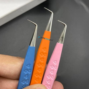 Pince à épiler à motif cœur, 90 degrés, en acier inoxydable, couleur personnalisée, pince à épiler professionnelle pour extensions de cils, pointe fine, pince à épiler de beauté - Product Image 2