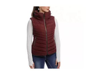 Pantalon d'équitation matelassé sans manches pour femme, bordeaux, polyester/nylon, col montant, fermeture éclair sur le devant, poches, personnalisé VI-GILETS-0064 - Product Image 4