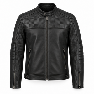 Veste de motard vintage en cuir véritable imperméable pour homme, manteau de motard personnalisé, vêtement d'extérieur tendance, qualité supérieure, vente en gros - Product Image 1