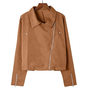 Veste en cuir suédé pour femme, design de mode personnalisé, manches longues, décontractée, hiver, usage régulier, meilleure qualité, vestes en cuir pour femmes - Product Image 2