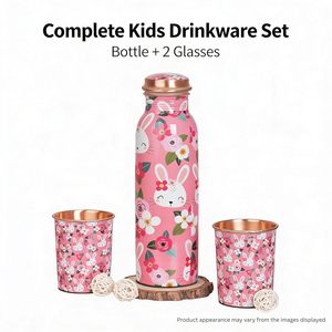Designer Meena Art <b>Copper</b> Water <b>Bottle</b> with 2 <b>Copper</b> Tumblers BPA Free Leakproof Ayurvedic <b>Drinking</b> Water Set for Wellness - Product Image 4