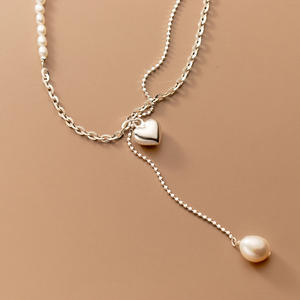 Collar de Plata S925 con Colgante de Perla de Agua Dulce y Cadena de Estilo Lazo de Lujo Ligero de 7-8 mm - Product Image 3