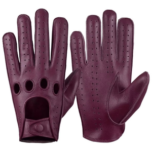 Gants de sport en cuir écologiques tactiles, longueur poignet, respirants, sans doublure, style rétro, pour le cyclisme, couleur bordeaux, pour le printemps - Product Image 1