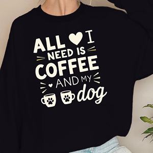 Sudaderas casuales estampadas para mujer Estilo de perro de café de punto - Product Image 2