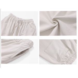 Pantalones Cortos Bermuda para Hombre, 100% Algodón, Cintura Media, Color Sólido, Corte Holgado Informal, con Bolsillos, Cintura Elástica con Cordón - Product Image 3