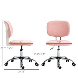 Sedia da Ufficio Girevole Senza Braccioli in Tessuto Felpato con Altezza Regolabile e Ruote Girevoli - Product Image 3