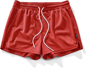 Shorts Bermuda en coton rose pour hommes, avec cordon de serrage à la taille et poches, vêtements d'été décontractés - Product Image 6