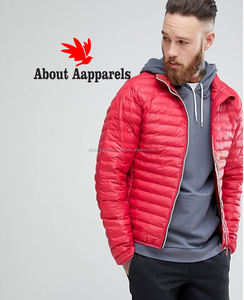 Veste matelassée imperméable à capuche pour homme, taille plus, avec fermeture éclair, respirante, matelassée, pour l'hiver, en rouge - Product Image 1