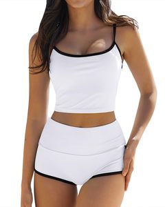 Ensemble de bikini crop top à fines bretelles pour femme, maillot de bain taille haute, logo personnalisé OEM - Product Image 5