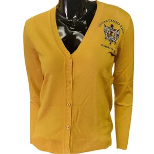 เสื้อคาร์ดิแกน Sigma Gamma Rho สีน้ำเงินรอยัลและสีทอง ปักลายตัวอักษรกรีกแบบกำหนดเอง เสื้อแจ็คเก็ตสเวตเตอร์ปักลายสำหรับชมรมนักศึกษา แฟชั่นวิทยาลัย - Product Image 1
