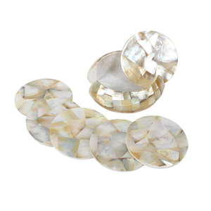 Round Mother Of Pearl Coaster Decorative <b>Table</b> <b>Protectors</b> for Hotels Restaurants Home Decor MOP Coaster - Product Image 2