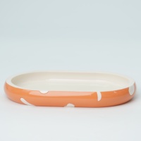 Ensemble de sept pièces en polyrésine en forme de champignon pour accessoires de salle de bain avec distributeur de savon à pois et porte-brosse WC