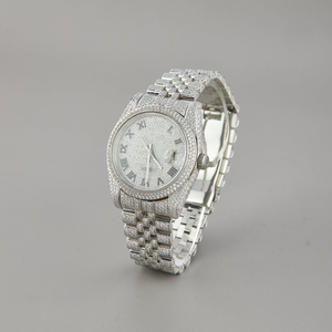 Reloj de Lujo para Mujer, de Acero Inoxidable, con Diamantes, Caja Redonda, Movimiento de Cuarzo Analógico, Cierre Desplegable, Cristal de Zafiro de 36 mm - Product Image 3