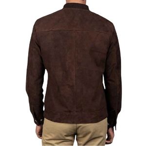 Chaqueta Bomber de Gamuza para Hombre, Cierre de Cremallera, Cuello de Punto Acanalado, Puños con Botones a Presión, Forro de Poliéster, Prenda Exterior Elegante - Product Image 4