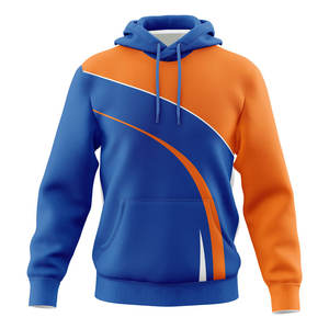 Men's Premium Deep Indigo Embroidered Pullover Hoodie | Teal Horizontal Gradient Sublimation Oversized <b>Sweatshirt</b> Urban Athletic - Product Image 5