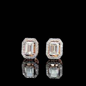 1.01CT <b>Emerald</b> Cut Lab Grown Diamond <b>Stud</b> Earrings 14K Solid Gold Engagement Bridal Gift for Girlfriend Moissanite Look Jewelry - Product Image 4